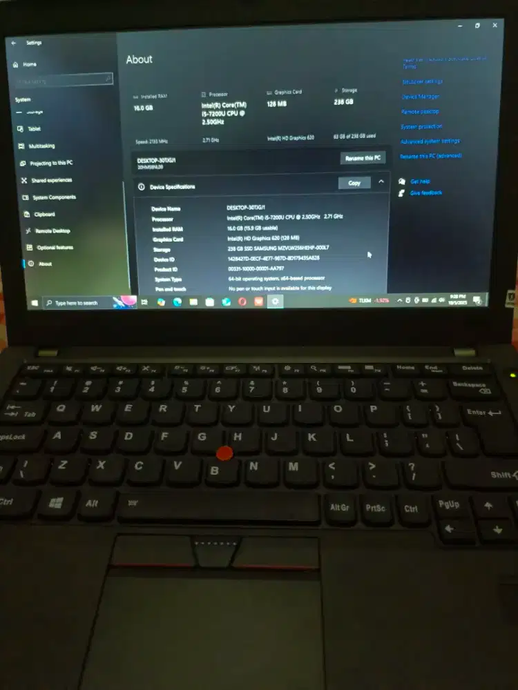 Dijual Cepat Laptop Lenovo Thinkpad X270 Ram16 Gb Core i 5 SSD 256 GB