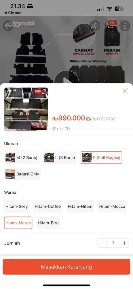 Karpet wuling confero oto mobil