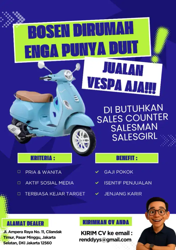 Di Butuhkan sales Vespa