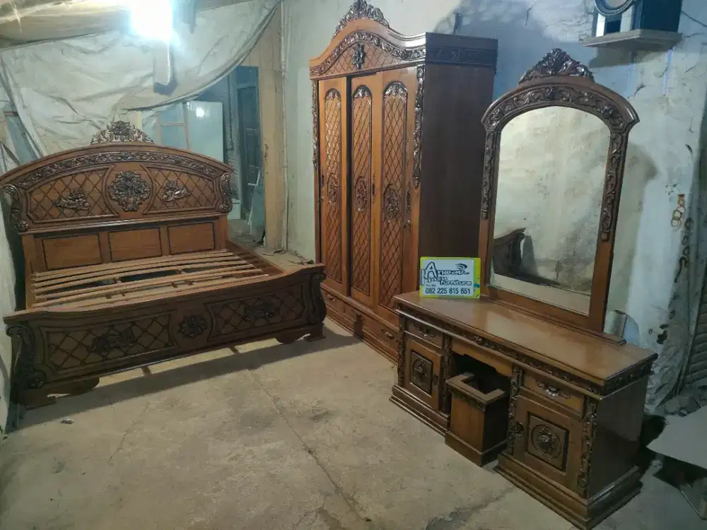 Tempat tidur dipan kamar set full kayu jati