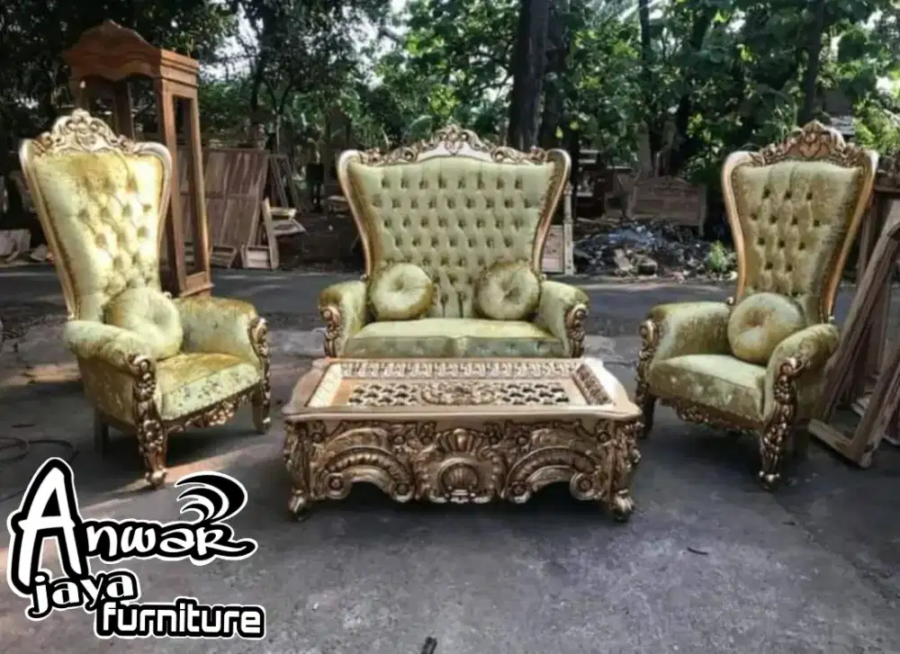Kursi tamu sofa romawi raja full kayu jati