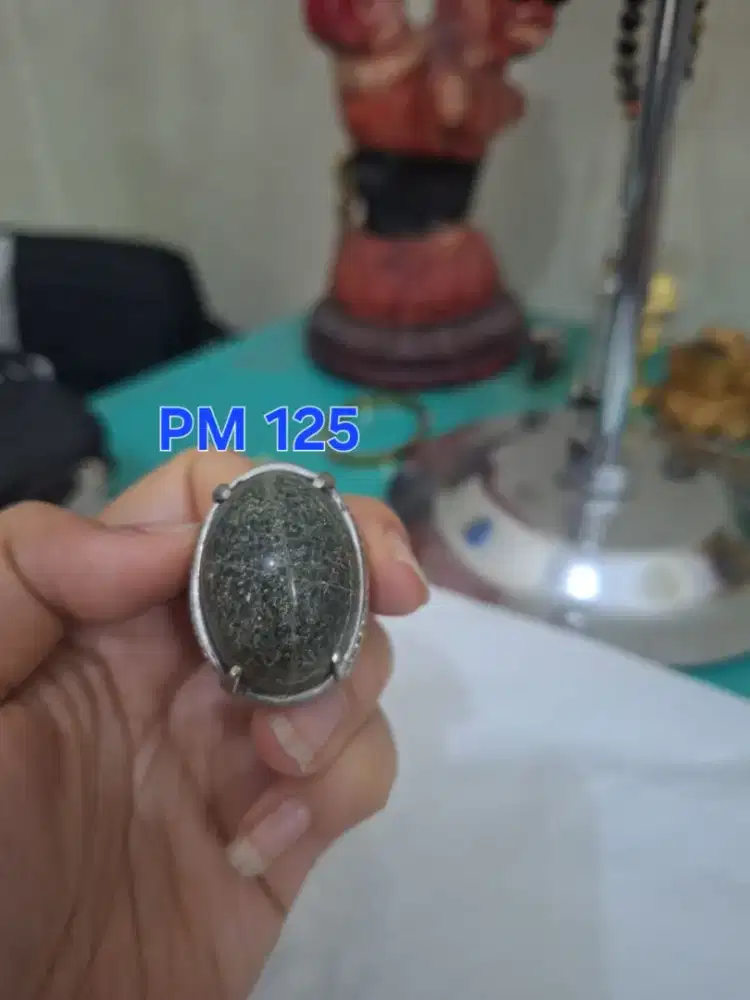 Batu cincin tapak jalak 
Hitam garis perak 
Pm 125 cincin laki laki ri