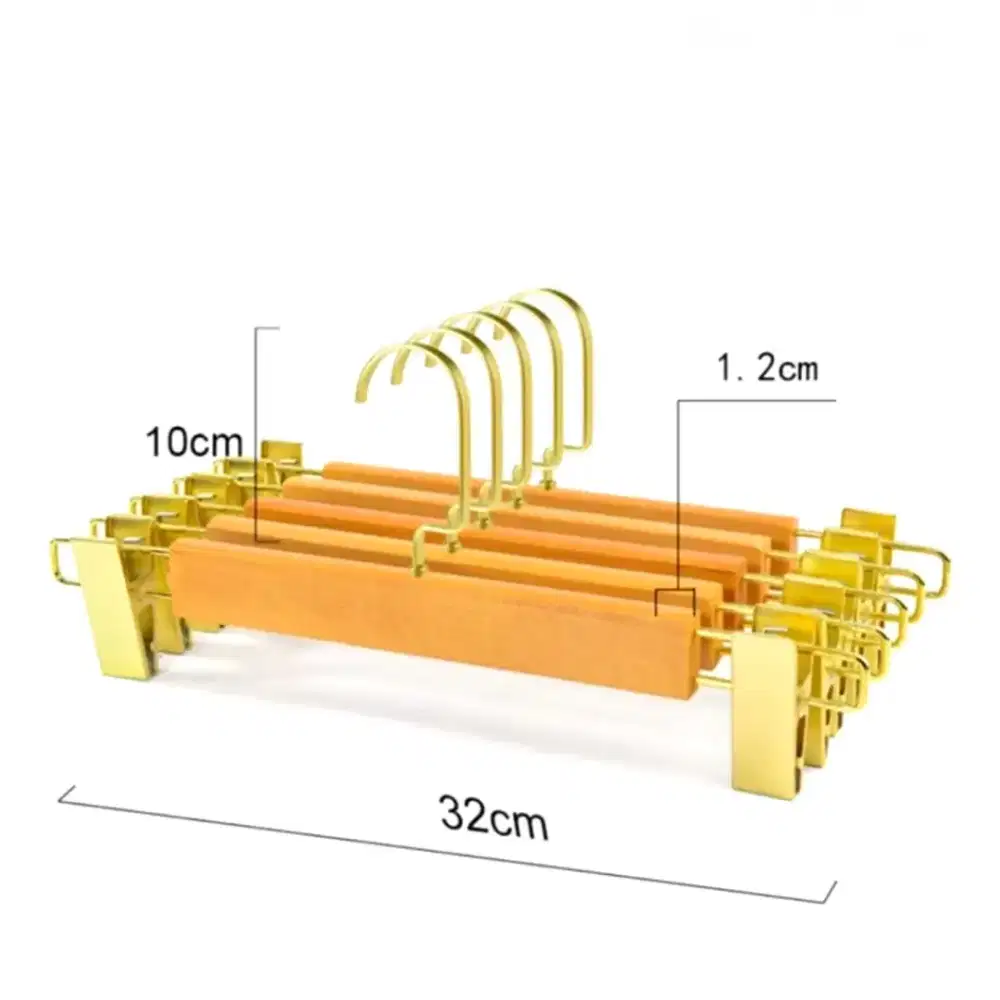 Hanger Pakaian Butik Hook Gepeng Metal Kayu Premium