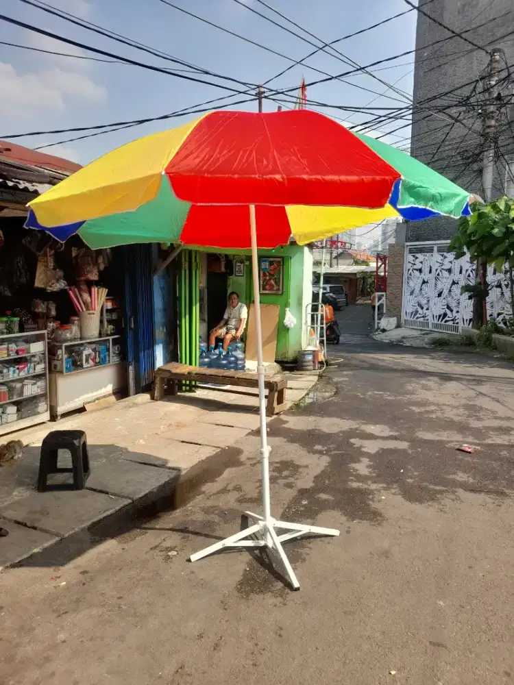 Payung & Meja kayu jumbo ukuran besar praktis bisa di meja lipat