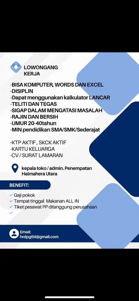Lowongan kerja LUAR PULAU