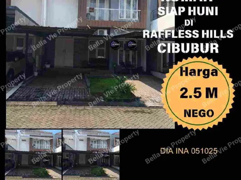 Jual Cepat Rumah Cantik Siap Huni 2,5 M Nego Raffles Hill Cibubur.
