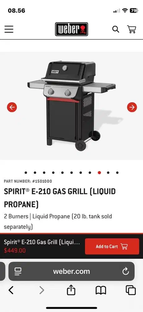 Weber Spirit 2 Gas Grill Liquid Propane