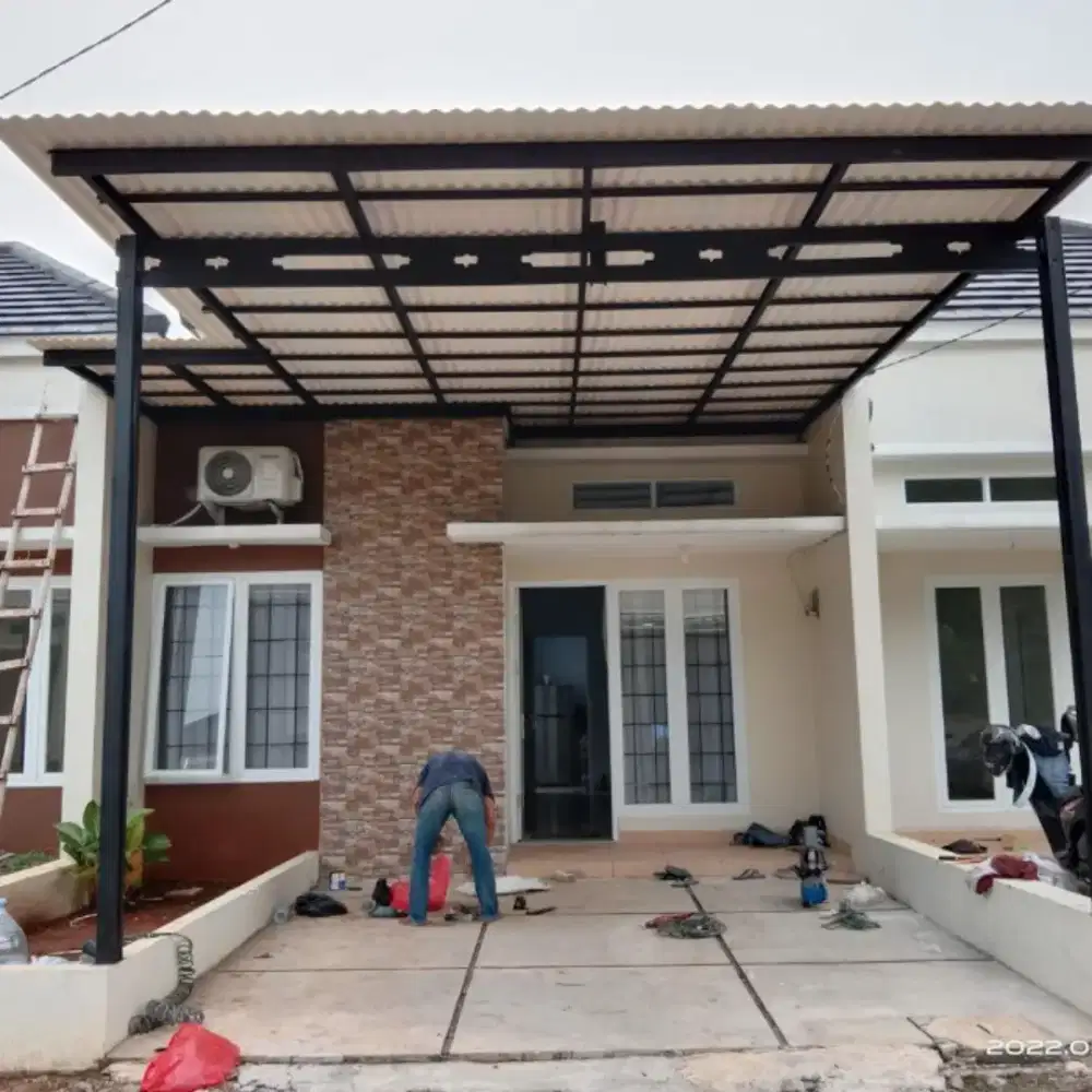 Kanopi baja ringan atap alderon, spandek pasir dan polos