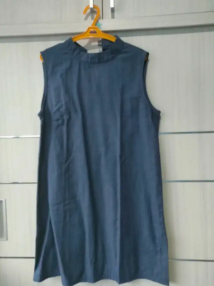 Dress kengsi biru denim