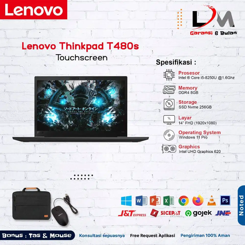 Lenovo Thinkpad T480s Touch Intel Core i5-8250U RAM 8GB 256GB Win 11