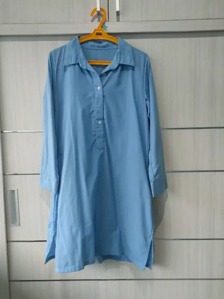 Dress biru muda denim