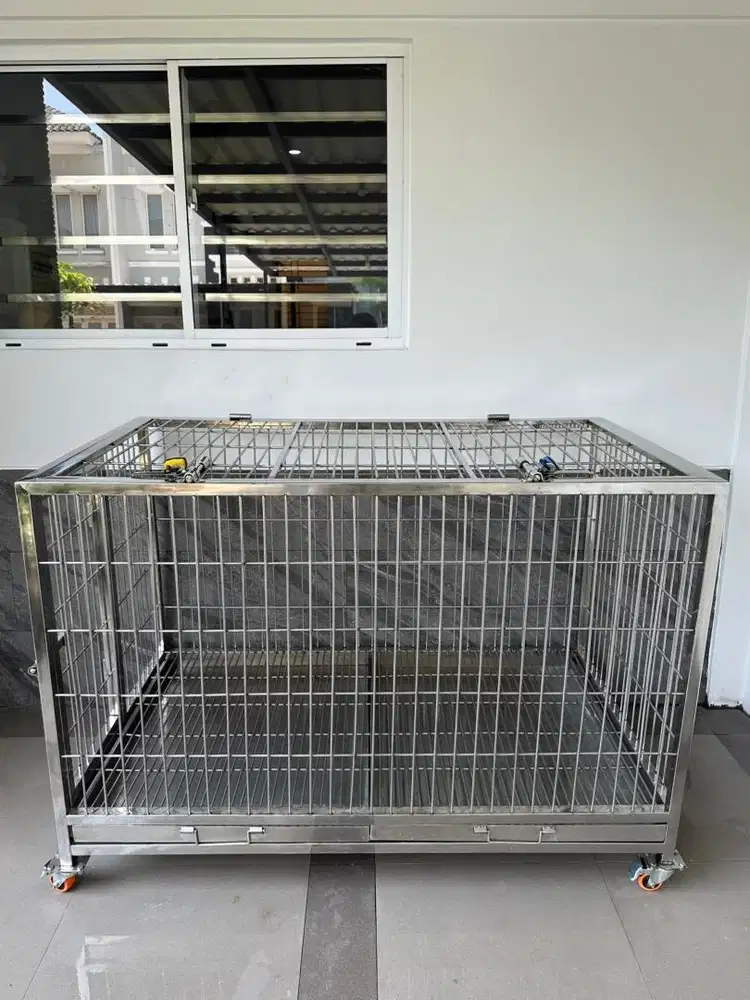 Kandang Anjing Besar Stainless Steel SUS304 Hewan Peliharaan