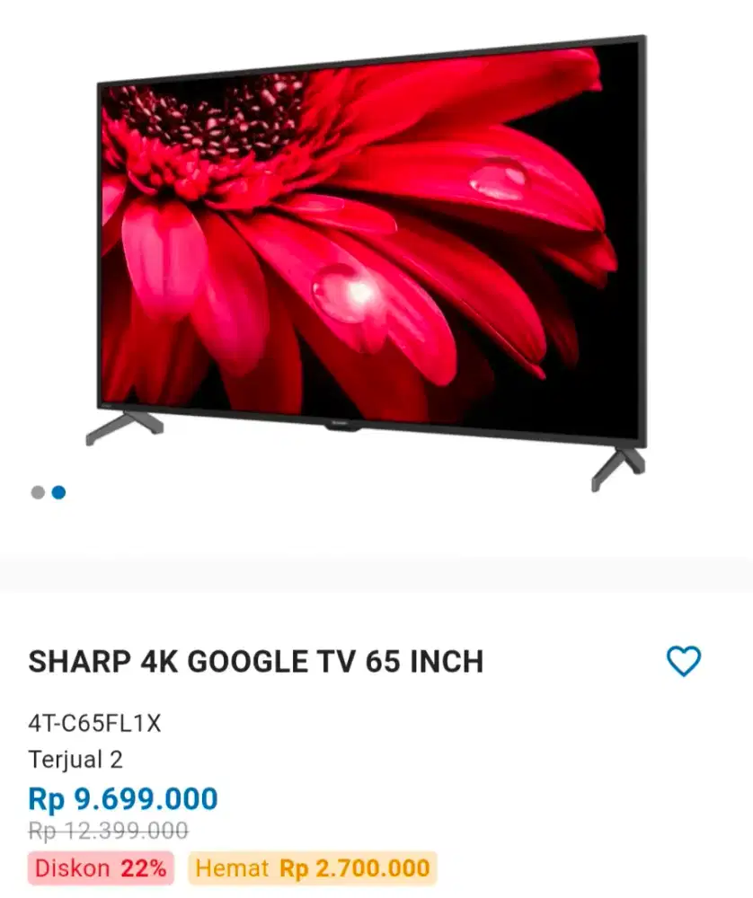 (Promo) Sharp 4k Google Tv 65 Inch (Kredit Bunga 0%)