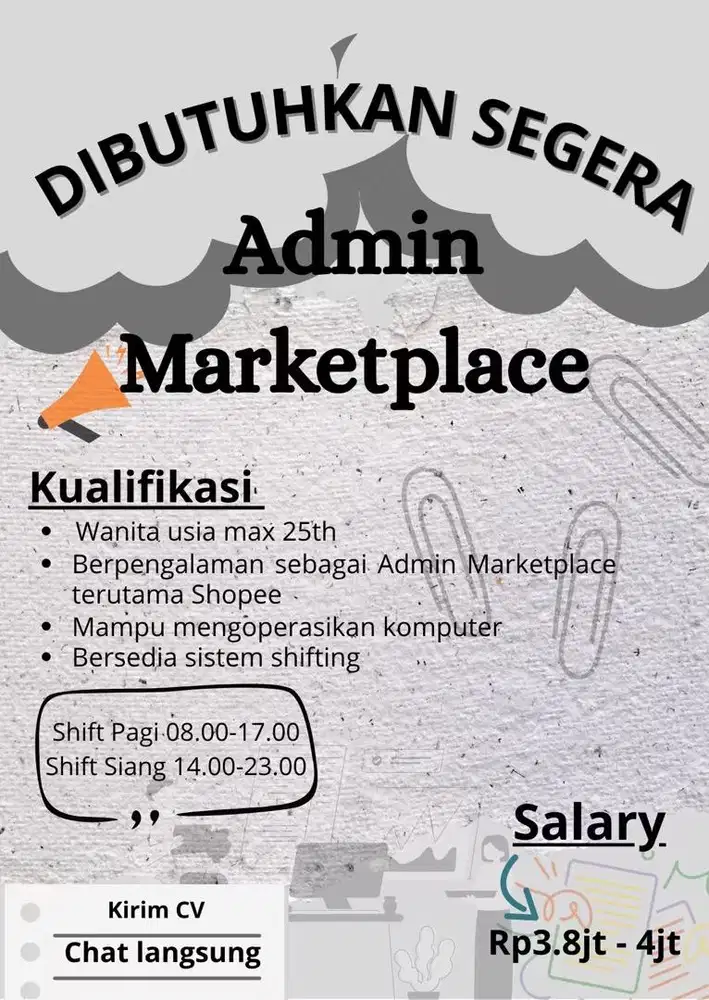 Dicari ❗️Admin Marketplace❗️