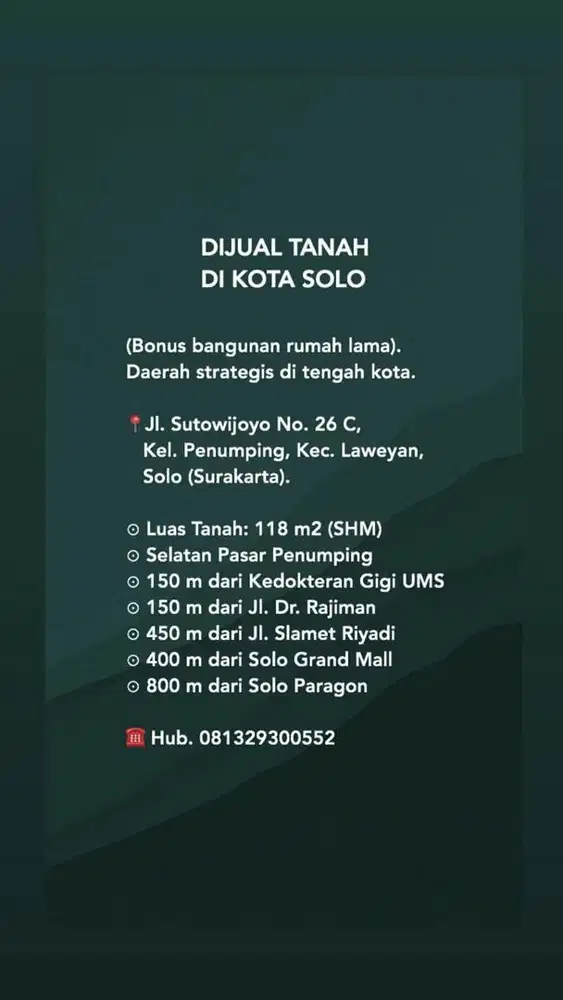 DI JUAL TANAH BESERTA BANGUNAN