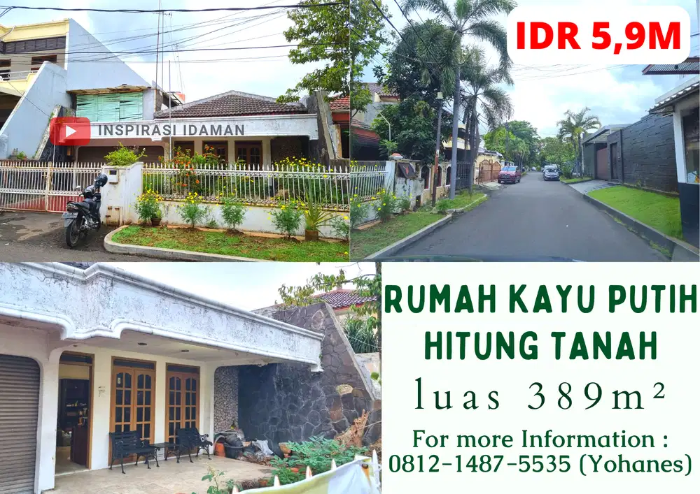 Rumah Kayu putih luas 389mtr hitung tanah