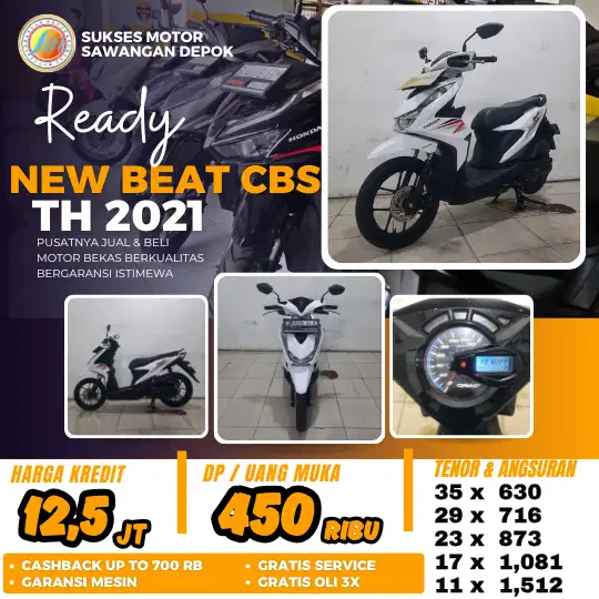 CASH KREDIT DP 450 HONDA NEW BEAT CBS TH 2021 MULUS BERGARANSI