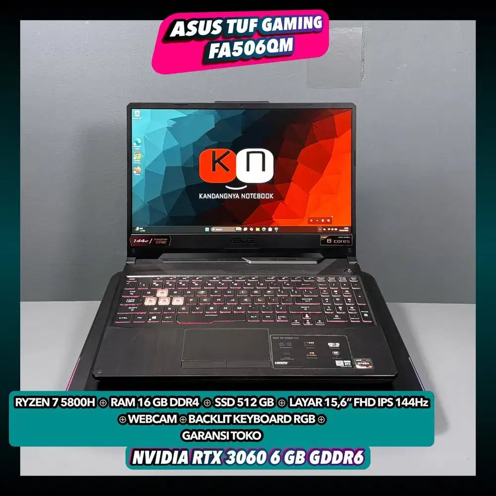 Asus Tuf FA506QM Ryzen 7 5800H RTX3060 6GB Layar Fhd Ips 144Hz