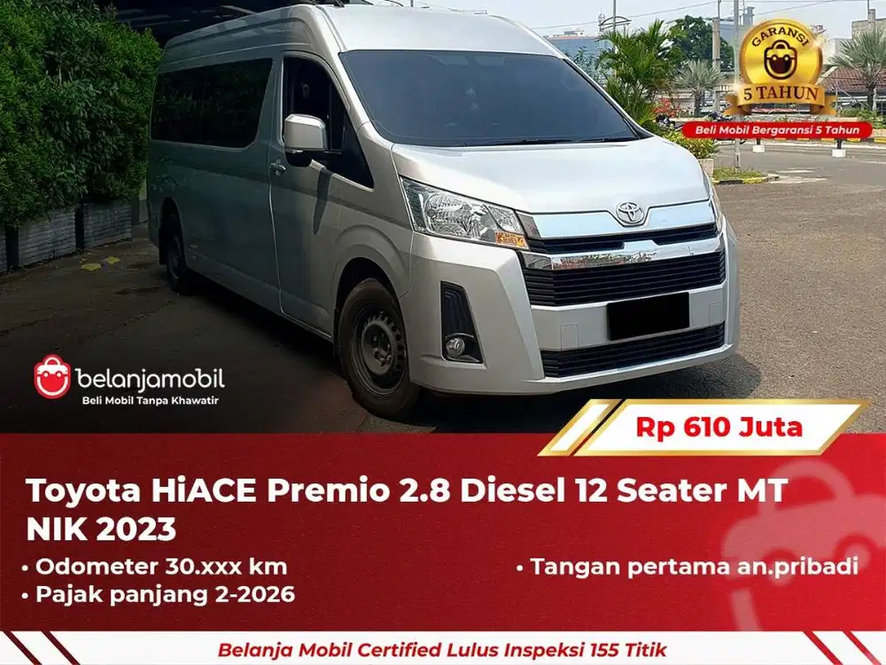 [ GARANSI 5TH ] Toyota HiACE Premio 2.8 Diesel 12 Seater 2023 2024