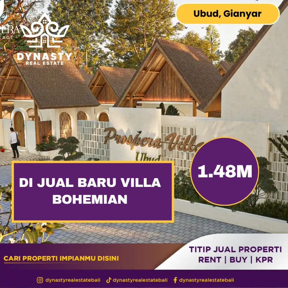 Di jual villa ubud bohemian style