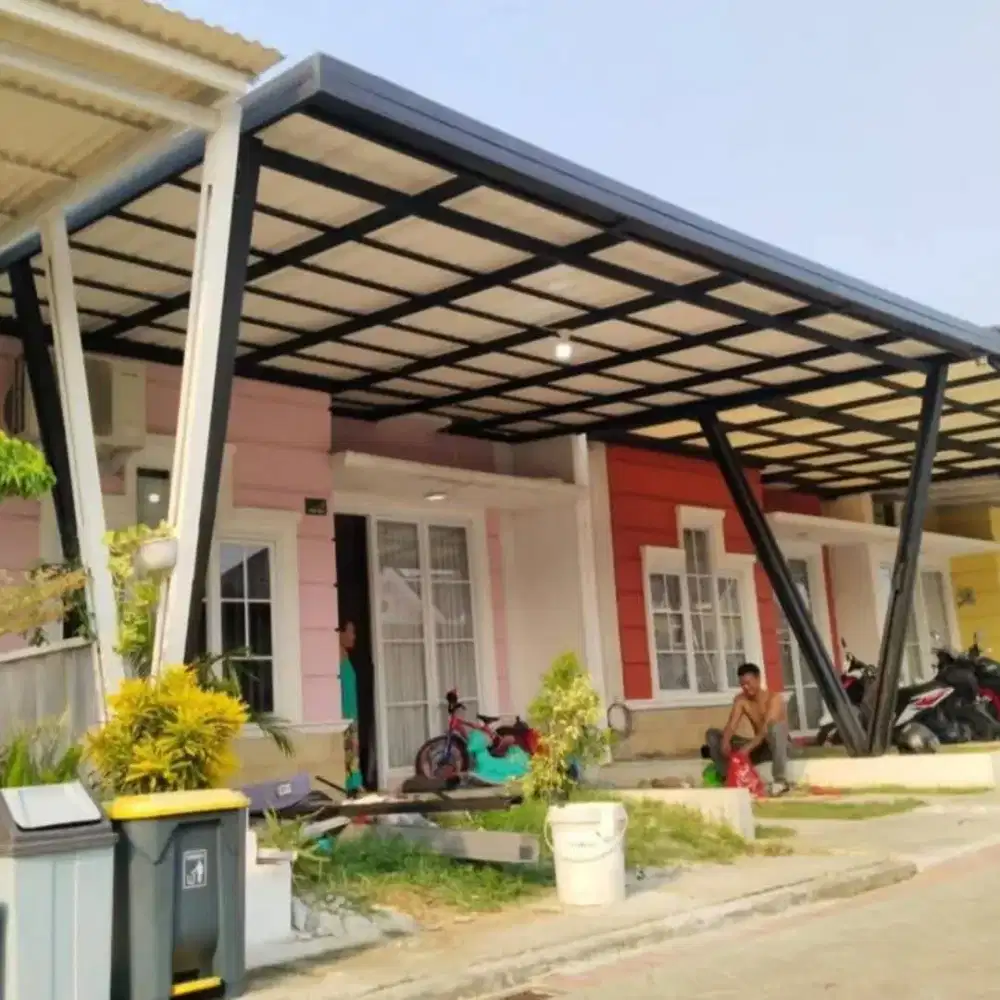 Kanopi baja ringan atap alderon, spandek pasir dan polos