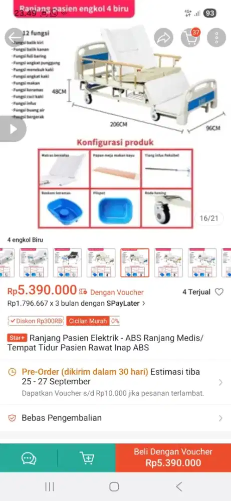 Ranjang pasien Bed pasien 4 crank
Tempat tidur lansia