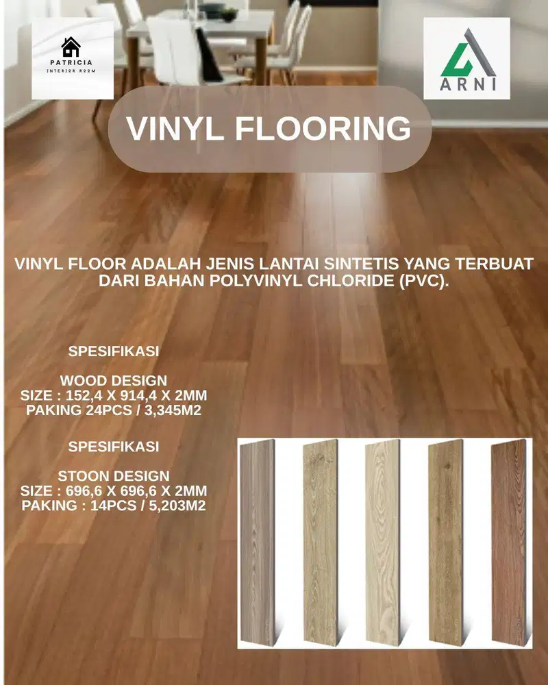 Lantai Vinyl Design Wood Dan Stone | Ukuran 2mm