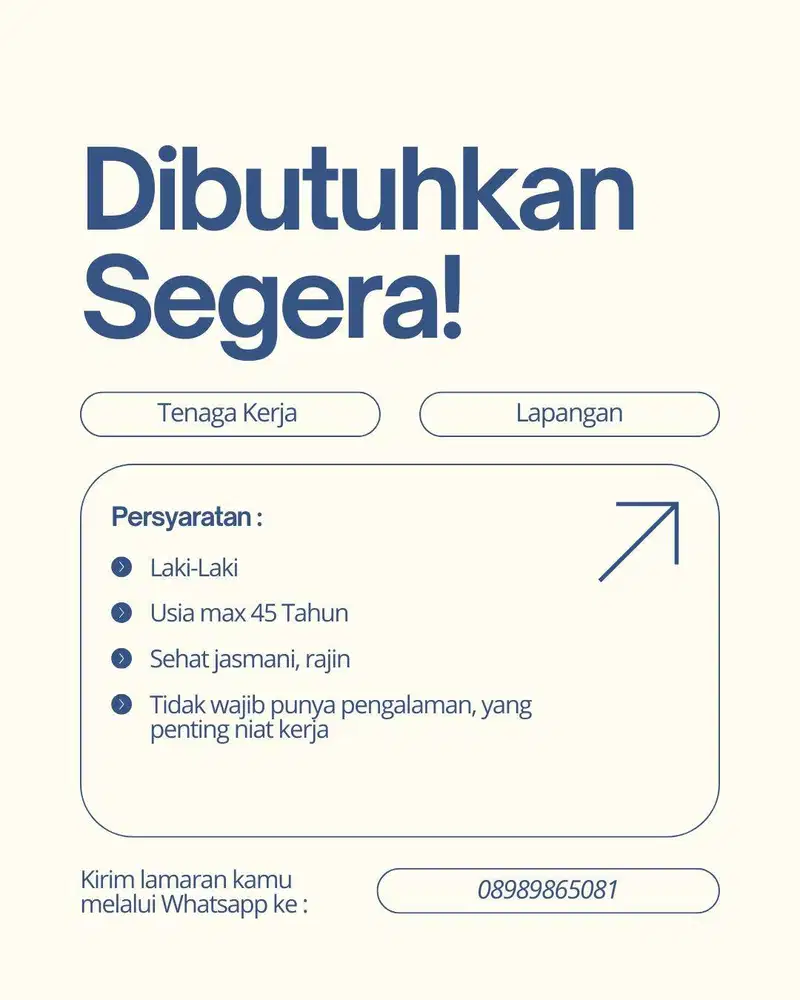 DIBUTUHKAN SEGERA TENAGA LAPANGAN