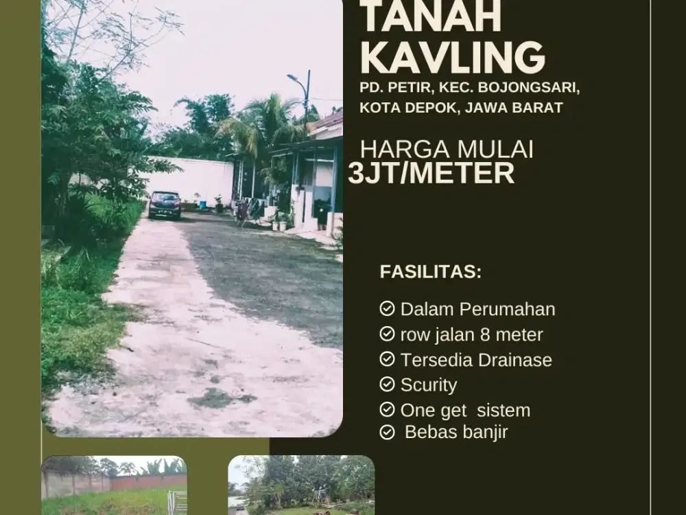 Tanah kavling Depok dalam perumahan ,harga promo mulai 2jtan/m2