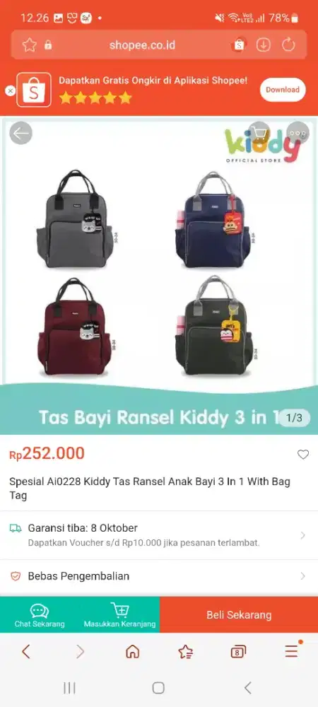 Kiddy tas ransel anak bayi