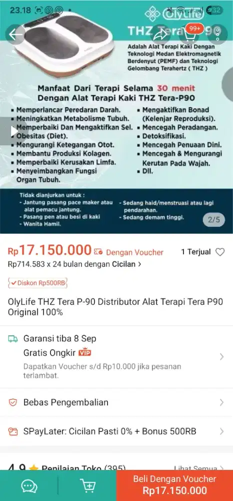 Olylife thz tera P-90 alat terapi P90 ORIGINAL like New lengkap dus