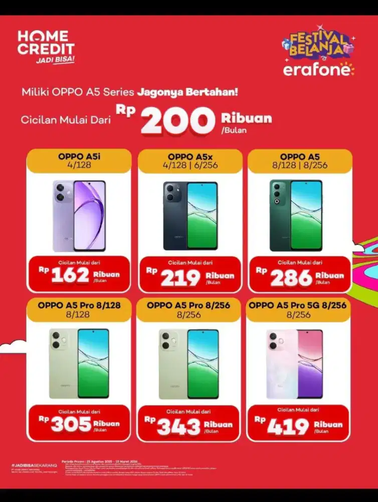 Oppo series A5 cicilan bunga rendah dengan home credit