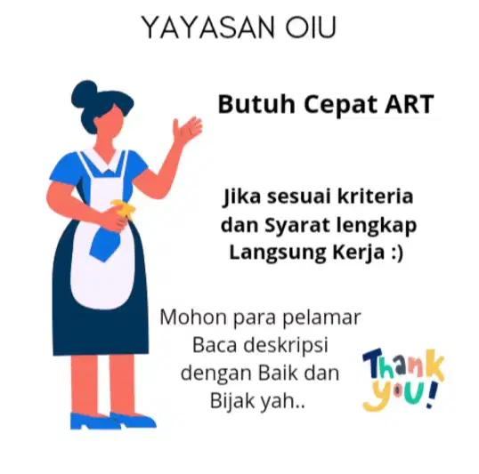 Agency OIU membutuhkan ART Secepatnya Penempatan Kerja di Jakarta