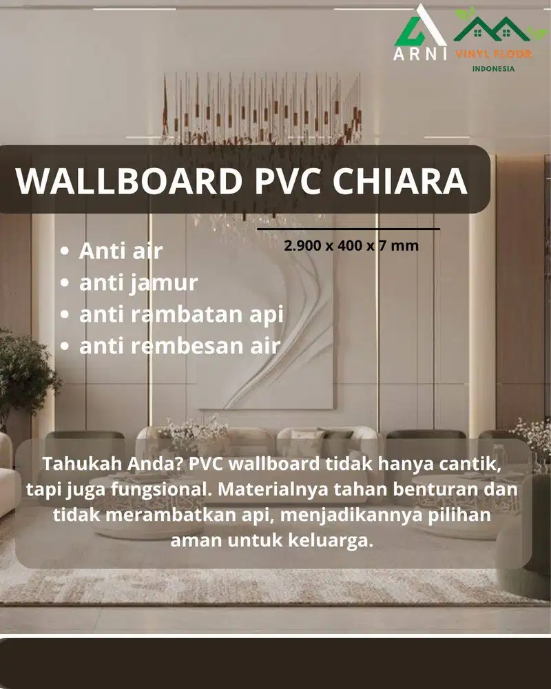 Wallboard bahan PVC /anti air/anti jamur/anti rembesan air/anti rambat