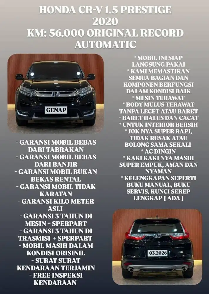 [ 3 YEAR WARRANTY ] HONDA CRV CR-V PRESTIGE 1.5 TURBO AT 2020