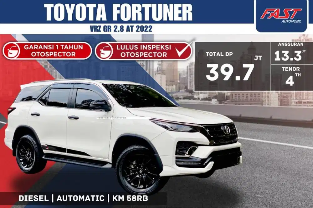 TOYOTA FORTUNER VRZ GR 2022 2.8 AT KM.58RB & PAJAK PANJANG#F3ST