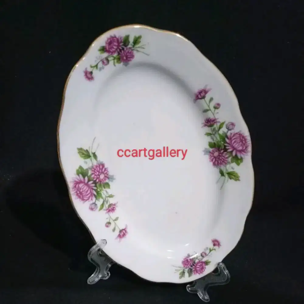 Piring saji oval / lodor lawas bunga krisan size kecil
