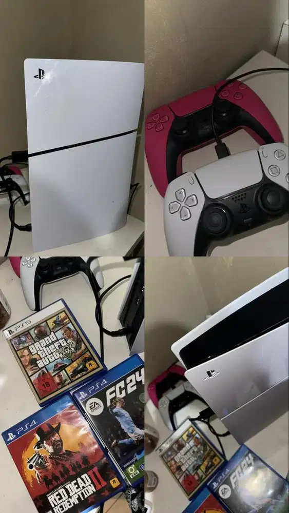 PS5 Slim 1TB Mulus Jarang Dipakai + 2 Stick + 3 Kaset Game Lengkap Box