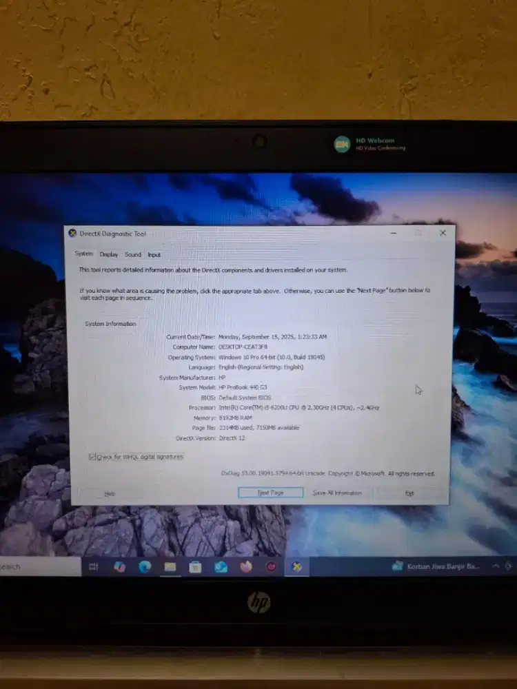 HP ProBook 440 G3
Spesifikasi: