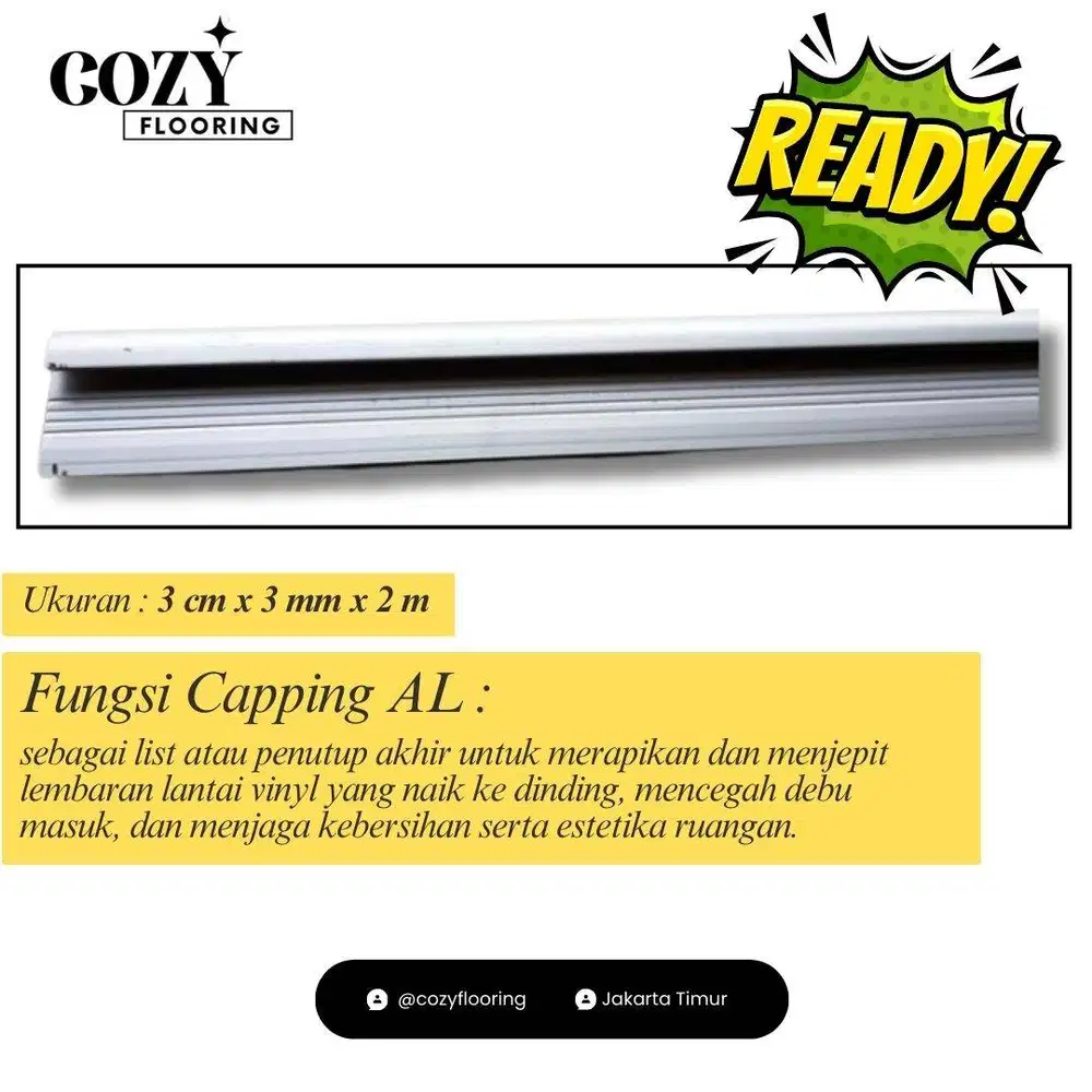 List Capping Alumunium panjang 2m | List penjepit vinyl Roll | List La