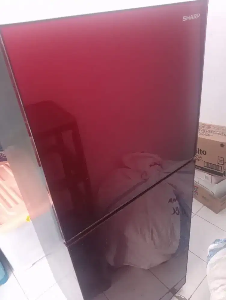 Kulkas 2 pintu merk Sharp+rak piring stainles