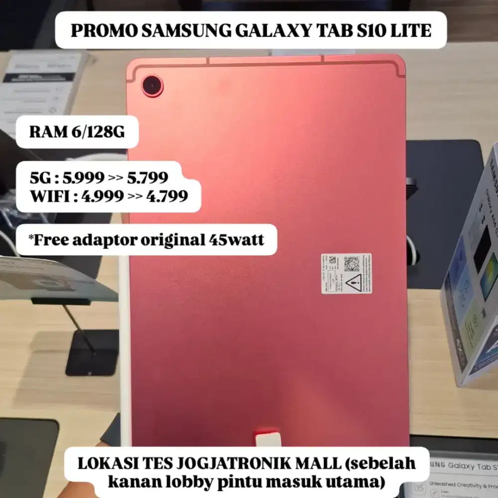 FREE ADAPTOR 45W! SAMSUNG TAB S10LITE 6/128 GARANSI SEIN