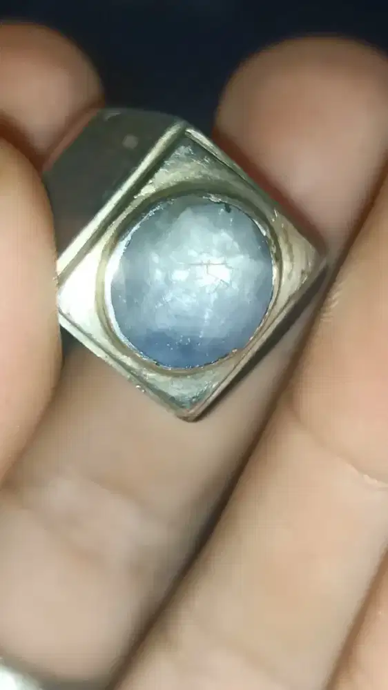 batu safir blue light Burma ring perak