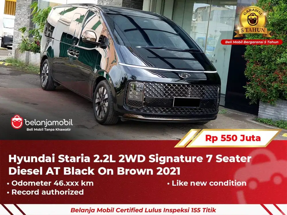 [GARANSI 5TH] Hyundai Staria 2.2L 2WD Signature 7 Seater AT 2021/2022