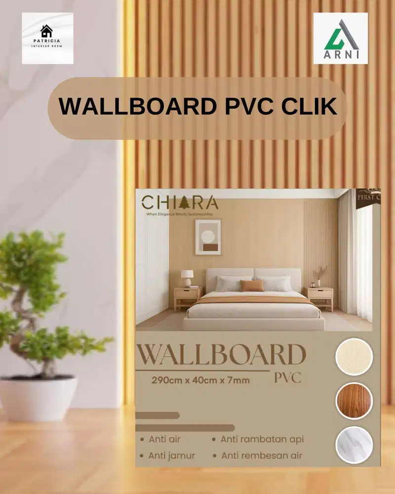 Wallboar PVC clik | Ukuran 2.900 x 400 x 7 mm | Wallboar Elegant
