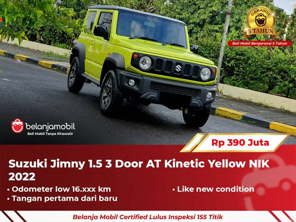 [ GARANSI 5TH ] Suzuki Jimny 1.5 3 Door AT Kinetic Yellow 2022/2023
