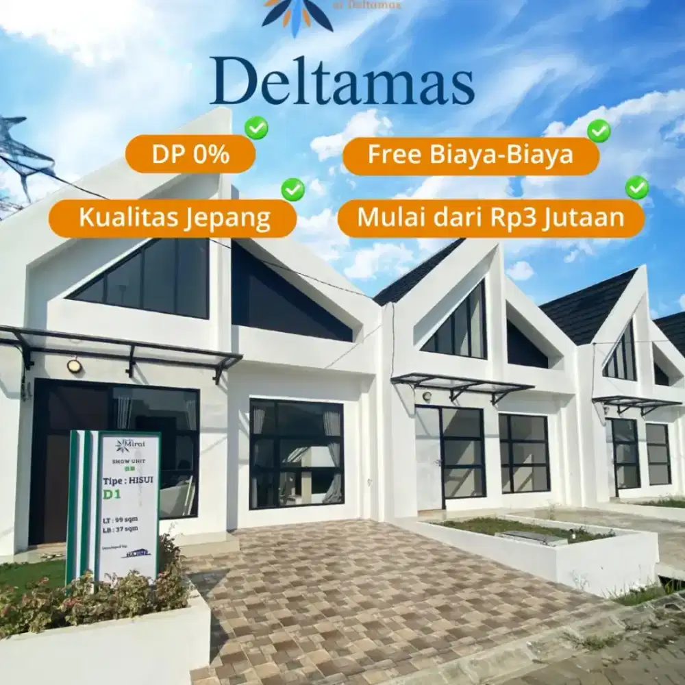 Rumah Ready Stock Cicilan 3 Jutaan, KPR DP 0%, di Deltamas Cikarang