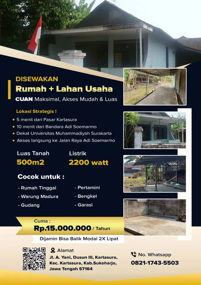 DISEWAKAN RUMAH & LAHAN STRATEGIS