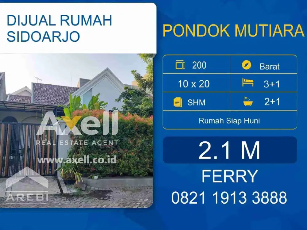 Rumah Pondok Mutiara Sidoarjo Dijual