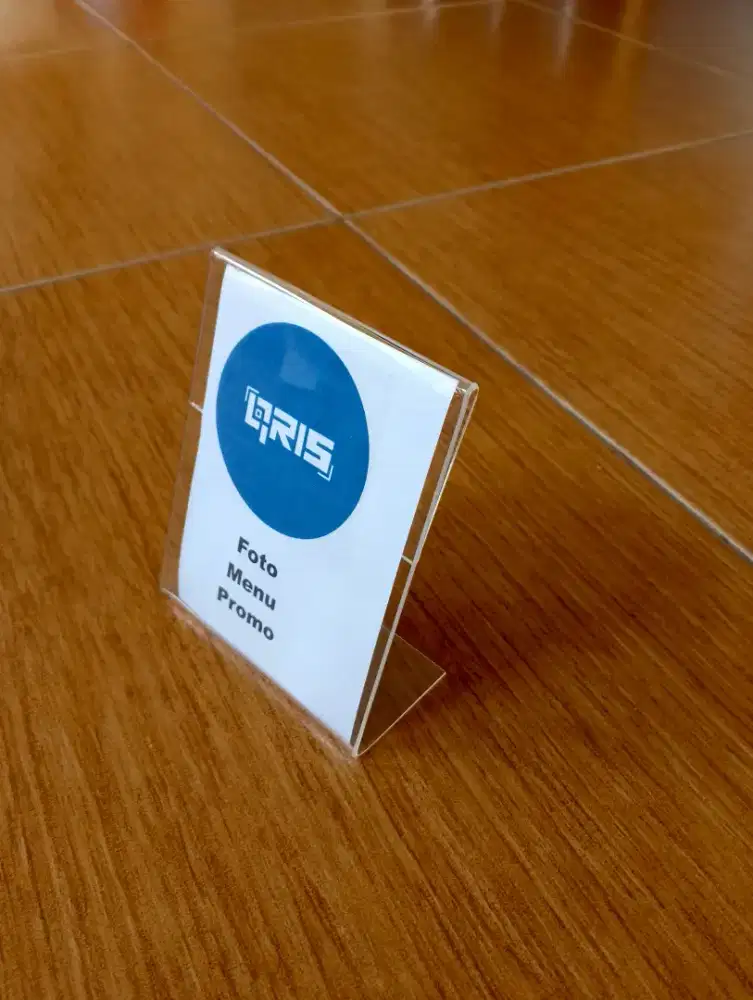 Aklirik stand qris brosur menu nomer meja promo ukuran A6
